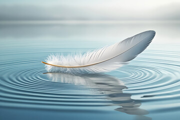 a feather floating on water