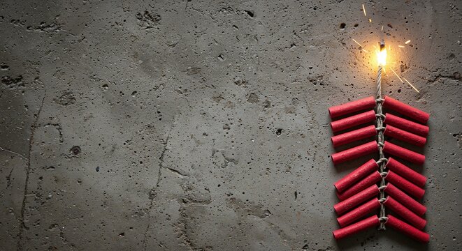 Fireworks arranged in a festive pattern on a concrete surface, creating an explosive and exciting atmosphere while sparking joy for celebrations