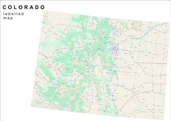 Fototapeta premium Colorado USA labelled map