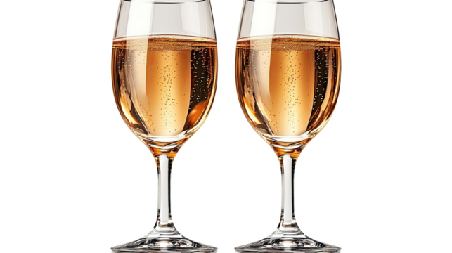 Sparkling Toast: Two elegant champagne flutes clink together, filled with effervescent bubbles, symbolizing celebration, love, and special moments.