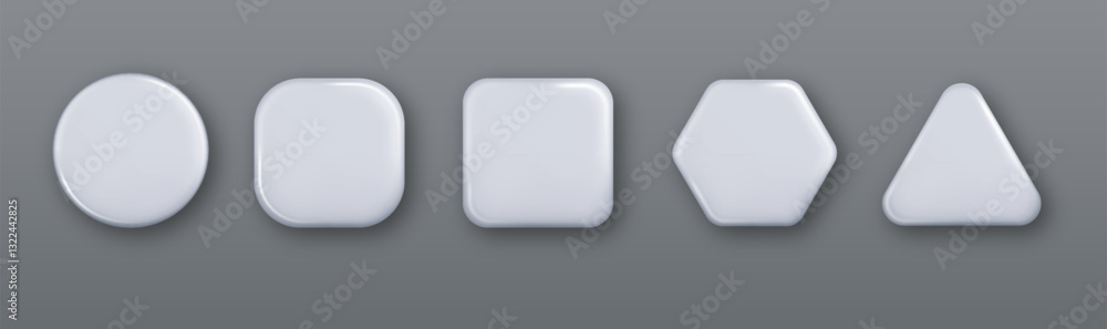 Aufkleber white buttons. blank 3d realistic glossy badges isolated. white glossy surface, ideal for app button
