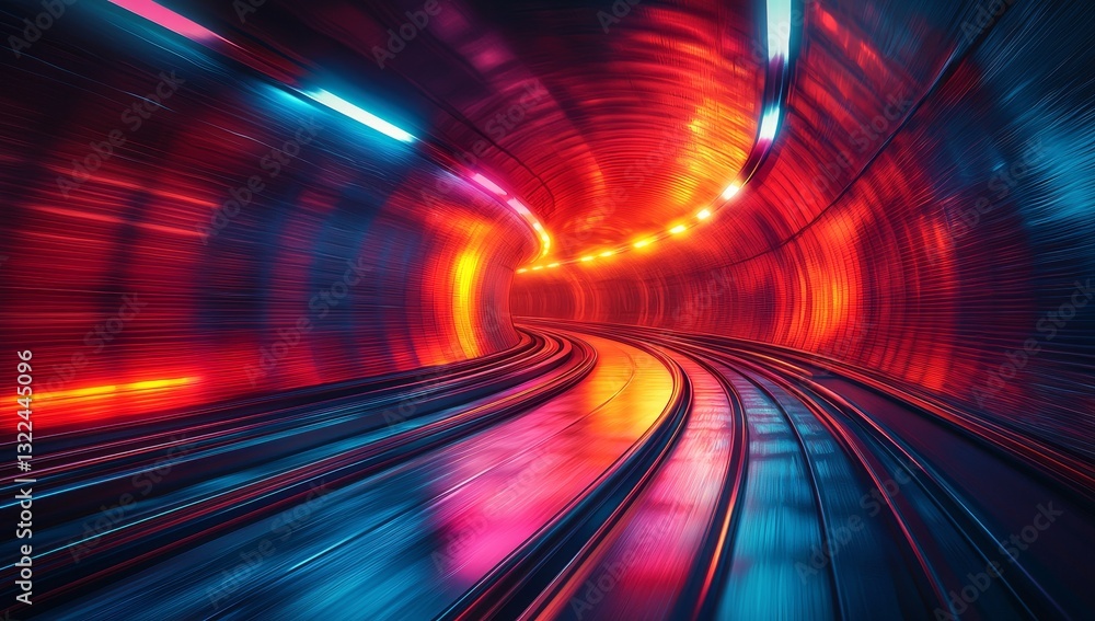 Poster swiftly moving modern metal structure bridge against a blurred background