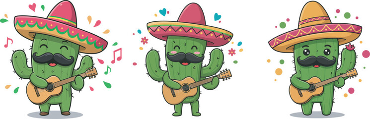 Cinco de mayo cartoon style cactus vector