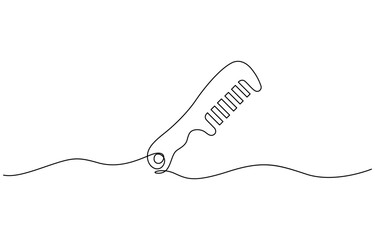 Obraz premium Continuous drawing of comb in simple linear style for symbol, One line drawing of comb.one line drawing of hair comb.single line vector illustration.