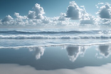 Calm and pastel-colored wallpaper featuring a beach view with motion blur. Space available for copying