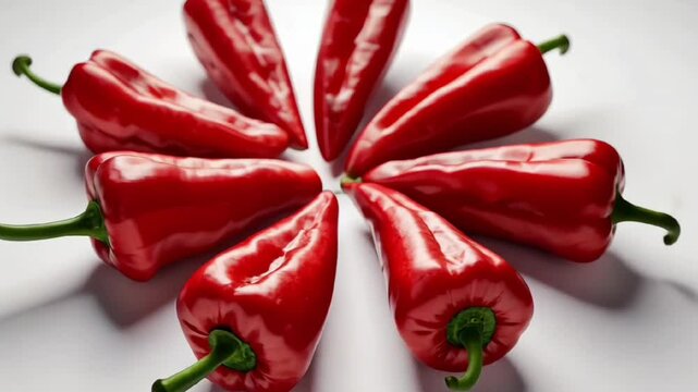 fresh red chili peppers arranged in a pattern representing spicy food and cooking ingredient concept  