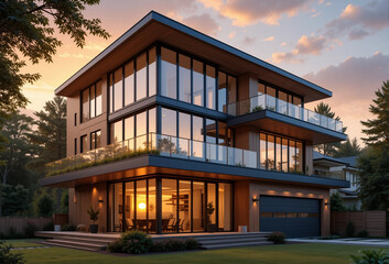 Obraz premium Modern Living – Stunning Contemporary House Illustrations for Architecture and Real Estate