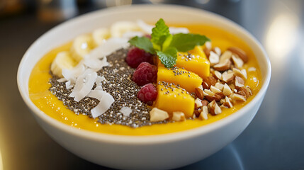 bowl of muesli with fruits