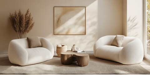 Interior design showcases a stylish living room with modern furnishings