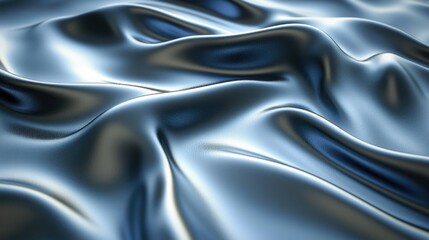 Obraz premium Wavy, reflective metal surface, showing soft curves and a blueish tint