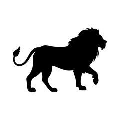 a majestic lion silhouette walking proudly, showcasing its strength and regality, vector illustration