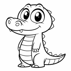 Naklejka premium a cute cartoon alligator with a friendly smile, standing upright, vector illustration