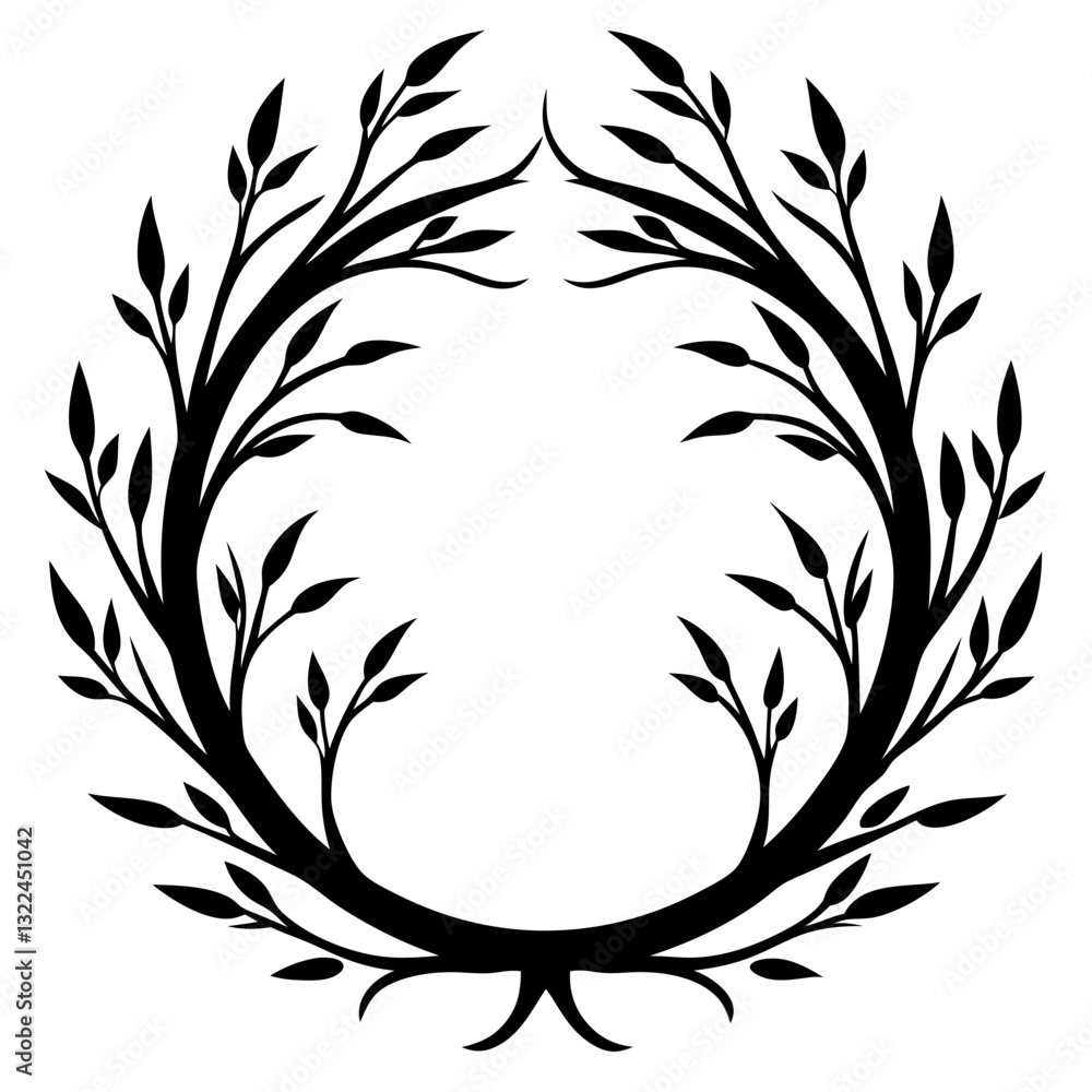 Poster a circular leafy wreath design. it's perfect for adding a touch of nature and elegance to your proje