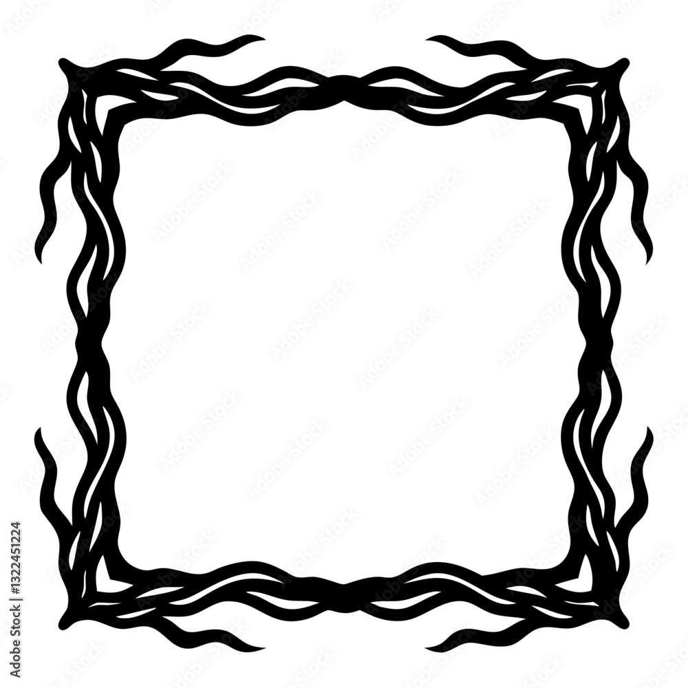 Poster an elegant square frame with a unique, swirling, and intricate design, creating a decorative border,