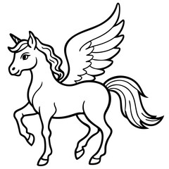 Obraz premium a majestic unicorn with wings standing gracefully, vector illustration