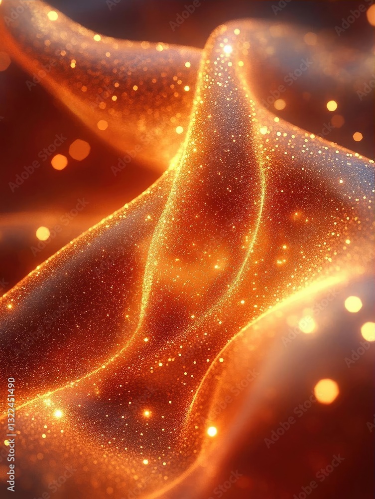 Poster abstract glowing fabric with shimmering particles creating a magical atmosphere