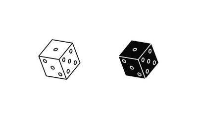 Dice  icons set line and glyph vector stock illustration