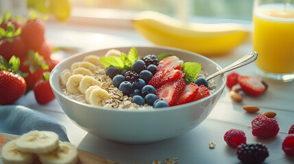 muesli with berries and yogurt