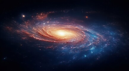 Obraz premium A vibrant spiral galaxy in deep space.