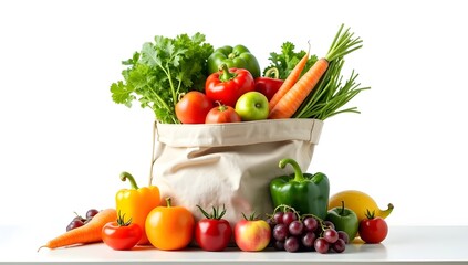Vibrant Assortment of Fresh Fruits and Vegetables Showcasing Health, Sustainability, and Organic Living