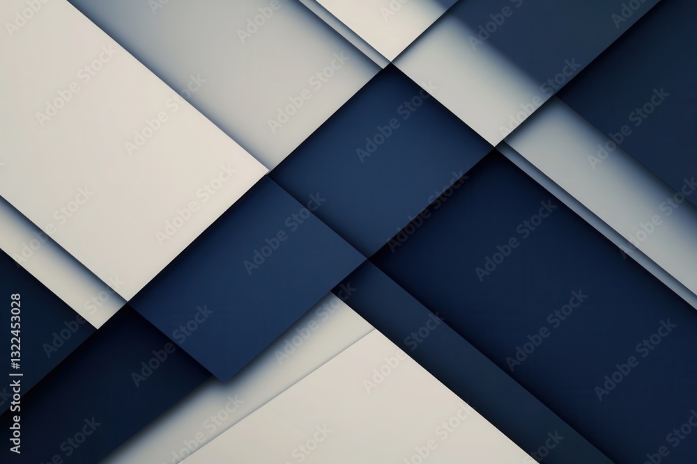 Leinwandbilder Structured geometric background featuring angular shapes in navy blue, gray, and white to symbolize governance and stability in modern design