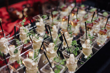 A buffet at an event with snack