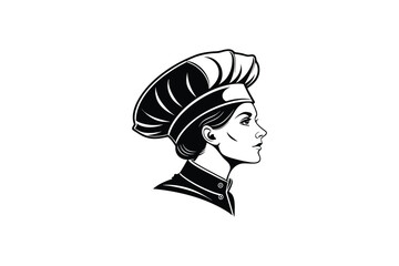 chef hat with a single fold clip art silhouette vector illustration