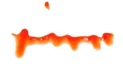Tasty ketchup isolated on white, top view. Tomato sauce