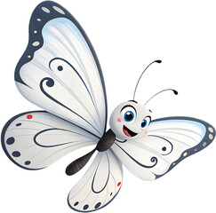 Butterfly cartoon illustration with vibrant wings, ideal for creative projects, children's artwork, and nature designs. 