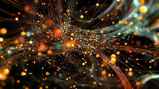 Conceptual rendering of particle physics showcasing dynamic nodes pathways for quarks leptons and bosons