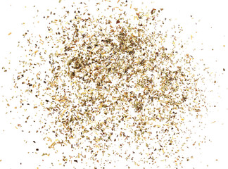 Scattered herbal tea with mint on a white isolated background