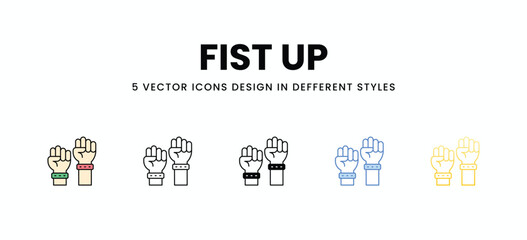 Fist Up vector icons set stock illustration.