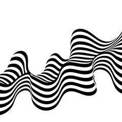 Abstract wave background, black and white wavy stripes or lines design. Eps 10