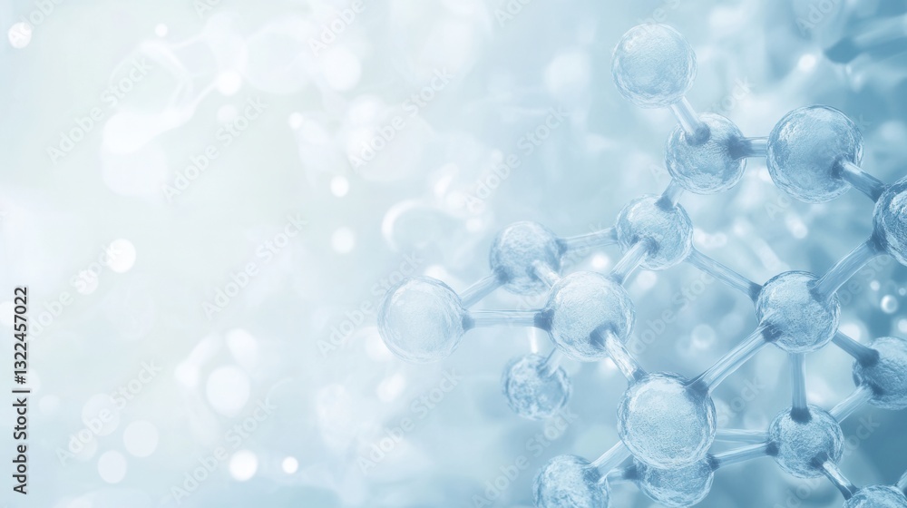 Aufkleber Exploring molecular structures against a clean light blue background with a scientific atmosphere and fading gradient for text placement