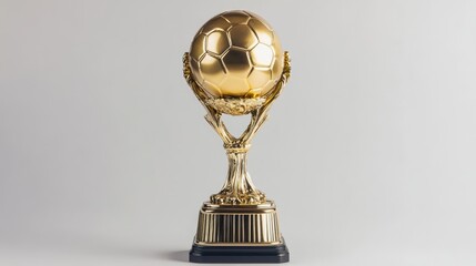 "Gold Soccer Ball Trophy on White Background and Transparent PNG"