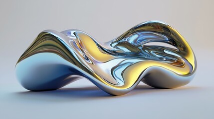 3D render of an abstract wavy sculpture with pearlescent car paint