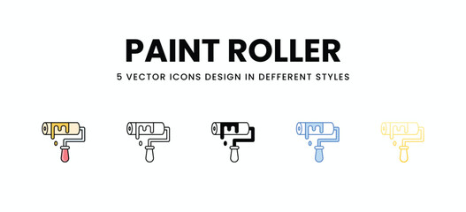 Paint Roller vector icons set stock illustration.