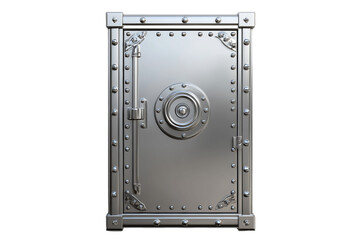 Closed Silver Metal Vault Door With Circular Handle On Transparent Background, PNG