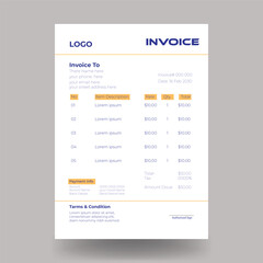 Invoice minimal design template. Bill form business invoice accounting
