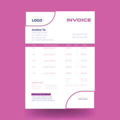Invoice minimal design template. Bill form business invoice accounting