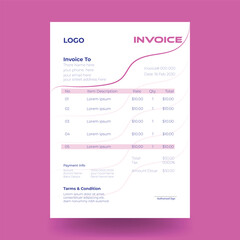 Invoice minimal design template. Bill form business invoice accounting