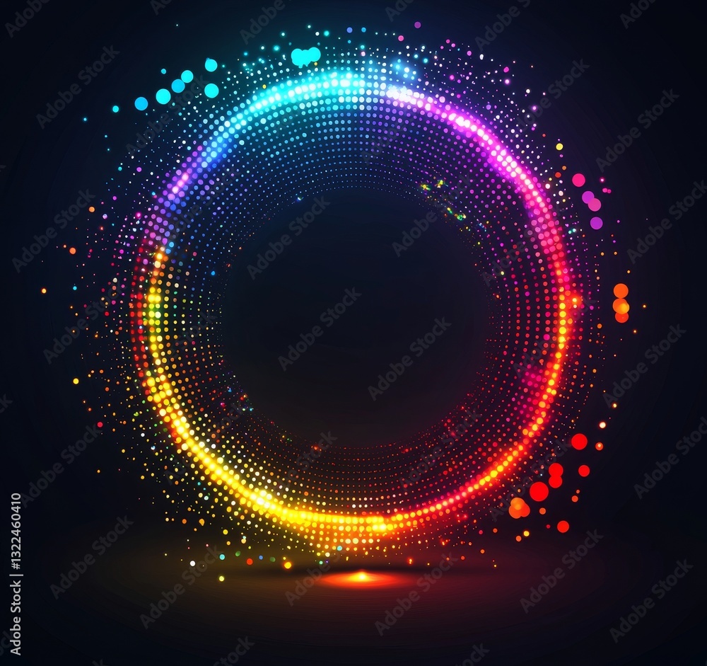 Poster rich visual abstract background. elegant rotating frame design. ethereal portal. radiant sphere lens
