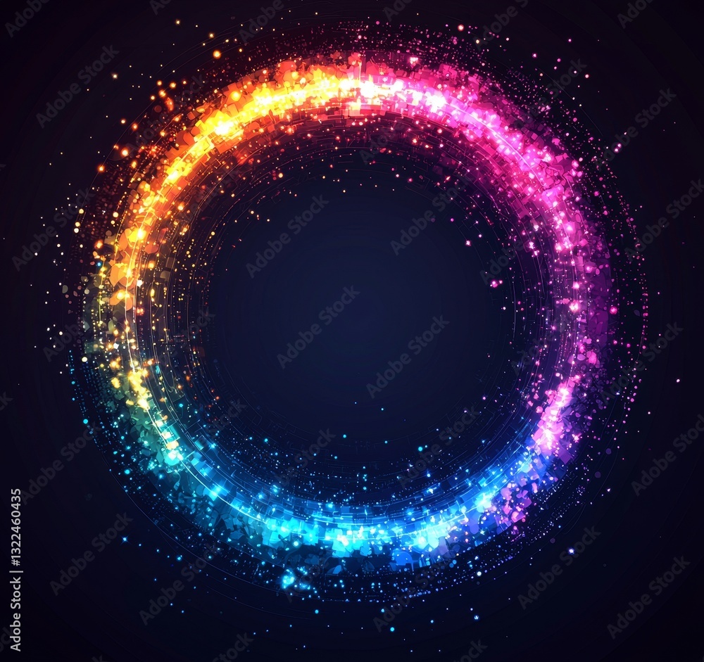 Poster a vibrant abstract backdrop. graceful rotating frame design. enigmatic portal. luminous sphere lens.