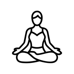 Simple line of a female figure in meditation.