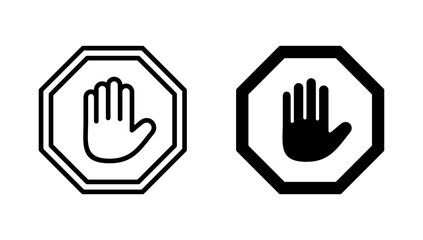 Stop icon vector. stop road sign. hand stop sign and symbol. Do not enter stop red sign with hand