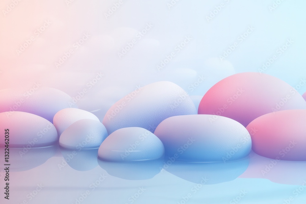 Poster minimalistic zen-inspired background featuring smooth pebbles and soft pastel gradients for a tranqu