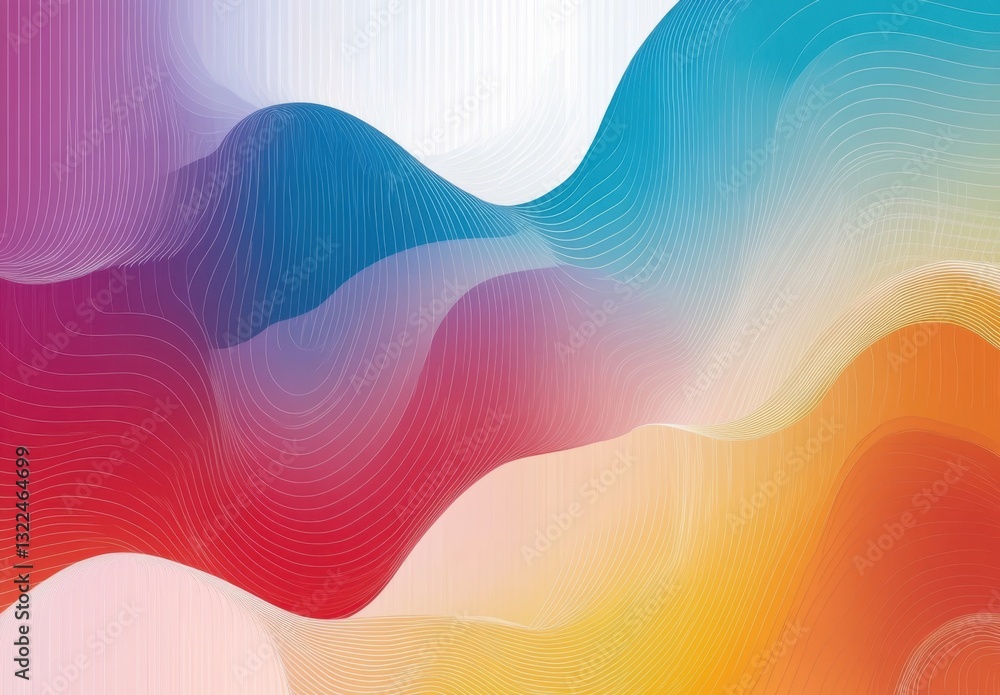 Poster colorful flat background with abstract shapes and stripes for presentation or banner design, on a wh