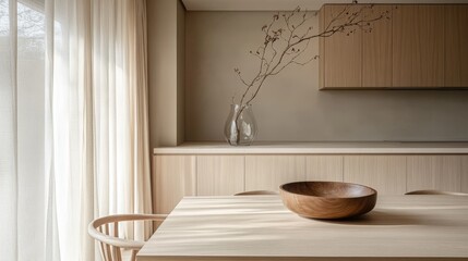Modern Kitchen with Wooden Accent and Minimalist Furniture