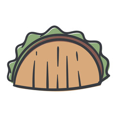 Taco. Street food. Simple Vector Hand Drawn Illustration for Sticker, Print, Icon