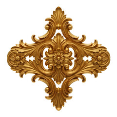 Gold Ornate Central Ornament on Transparent Background